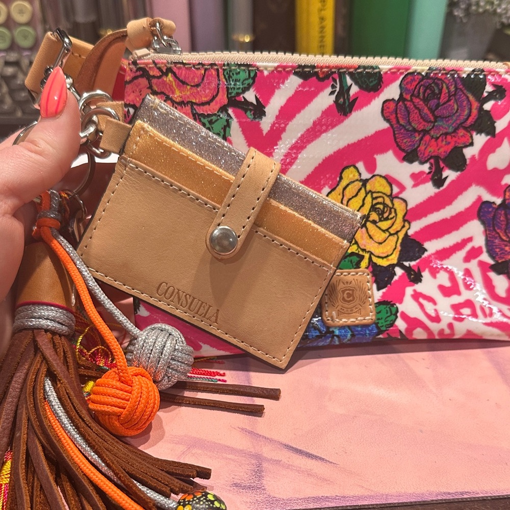 Consuela Pink Floral Wristlet and Card Holder
